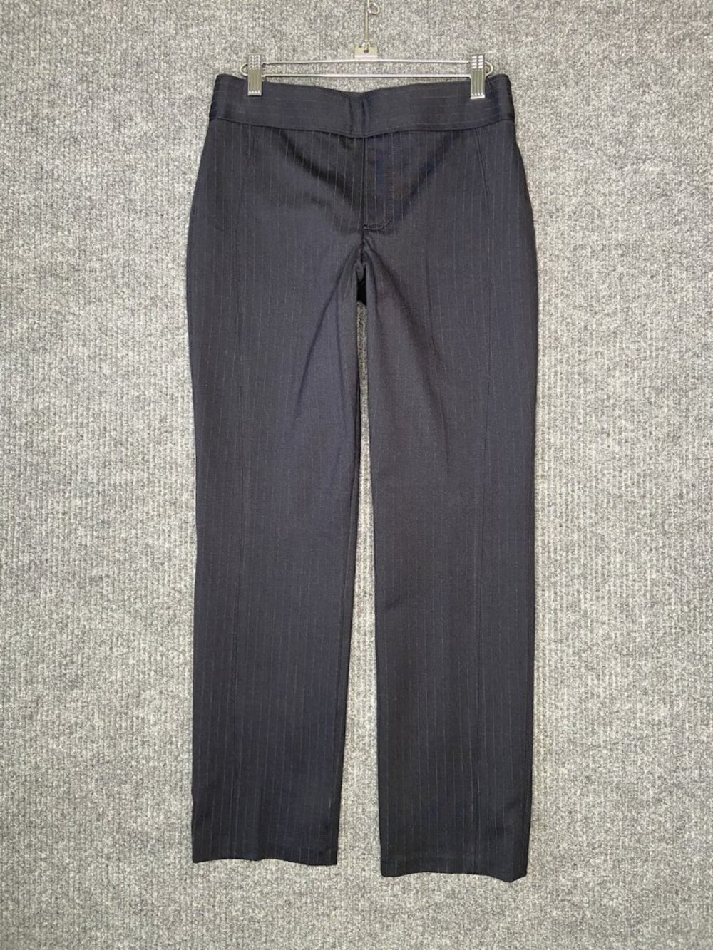 Spanx Perfect Pants Women's Medium Navy Pinstripe Ponte Slim-Straight Business - Picture 1 of 7